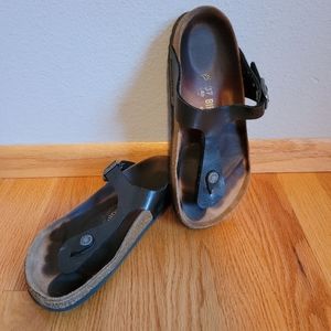Birkenstock Black Gizeh Cork Sandals, 37 Regular, Used